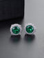 Emerald Green Round CZ Stud Earrings
