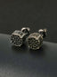 Black CZ Round Stud Earrings