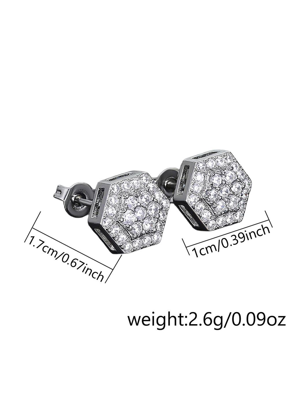 Iced Hexagon CZ Stud Earring Set