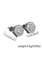 Iced Hexagon CZ Stud Earring Set