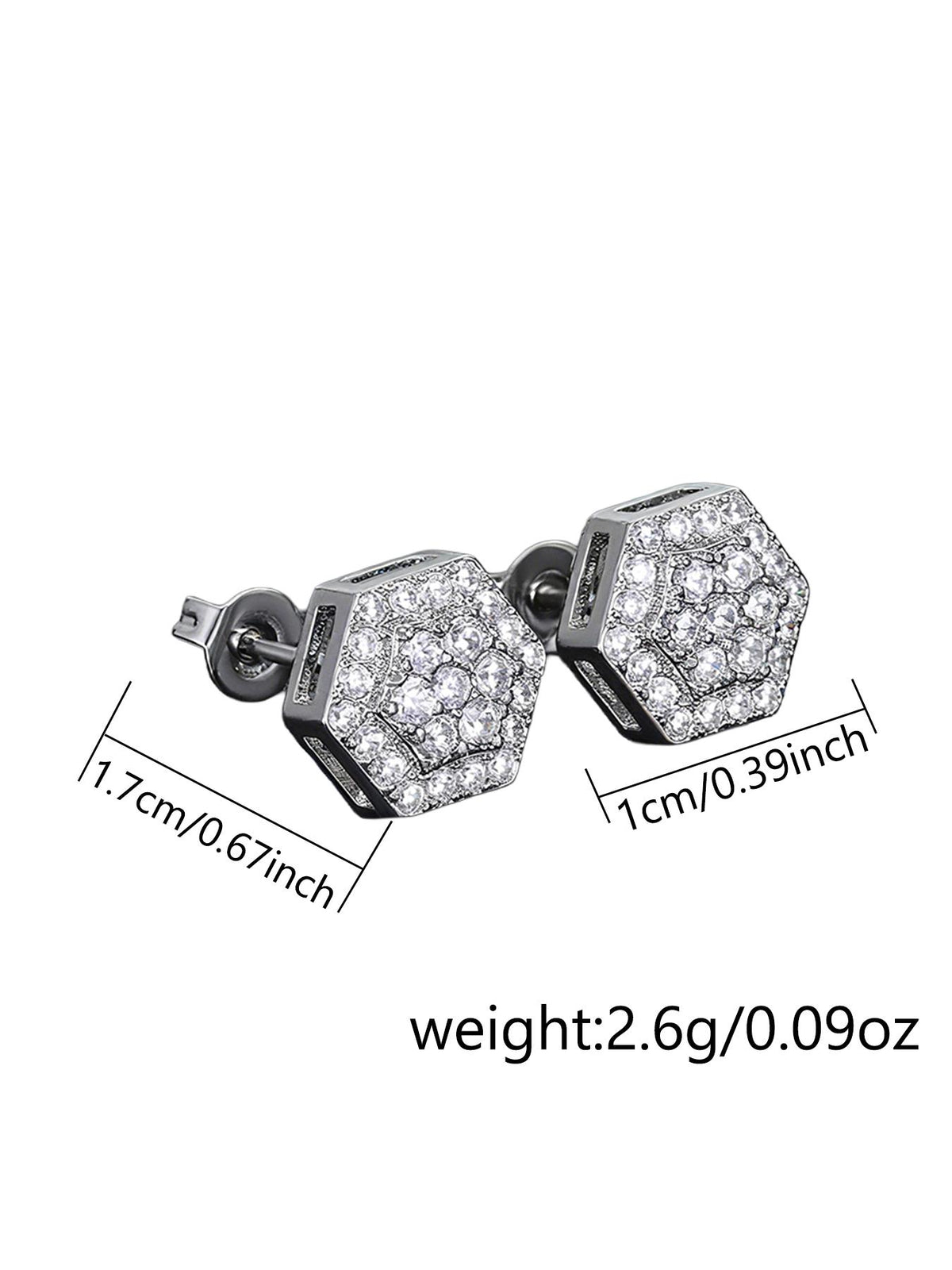 Iced Hexagon CZ Stud Earring Set