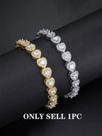 White CZ Heart Tennis Bracelet