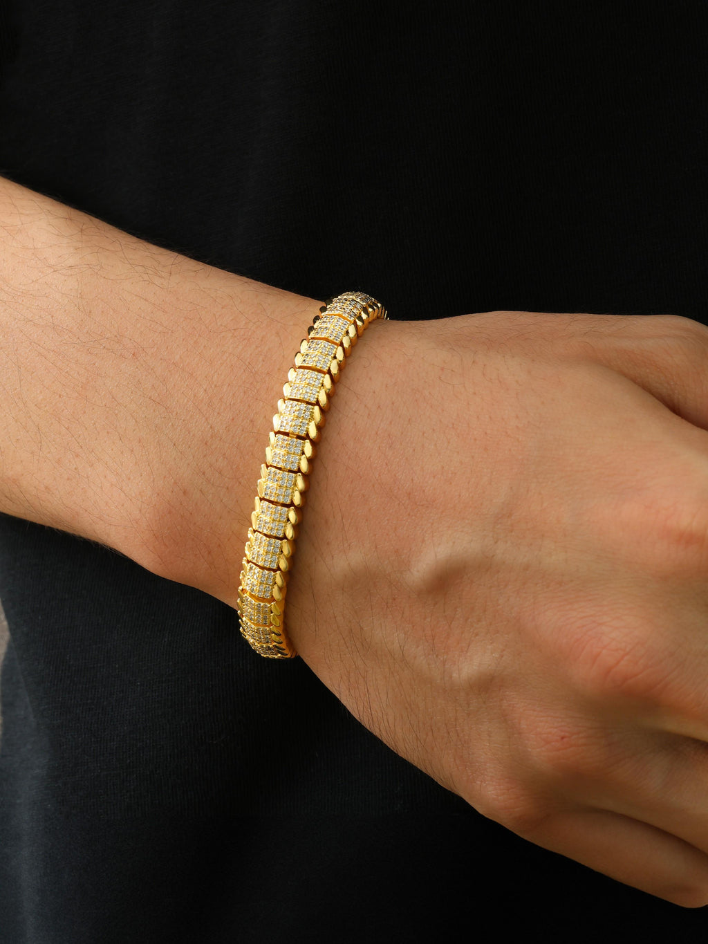 9MM Full-Iced Herringbone Bracelet