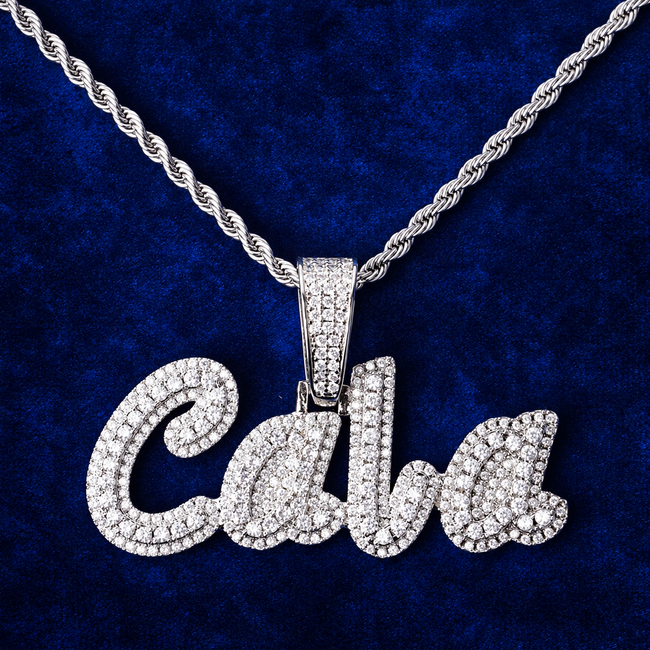 Custom Iced Out Cursive Name Pendant Hover Image