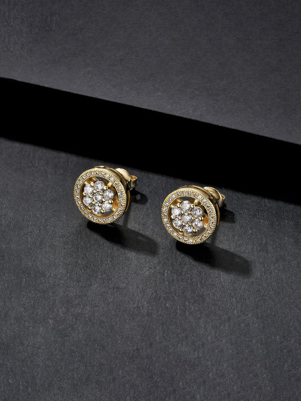 Iced Round Cluster Stud Earrings