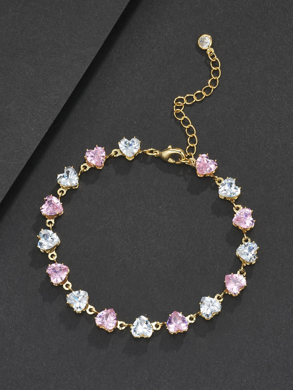 Pink Heart CZ Statement Bracelet