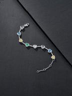 Multicolor Heart CZ Statement Bracelet