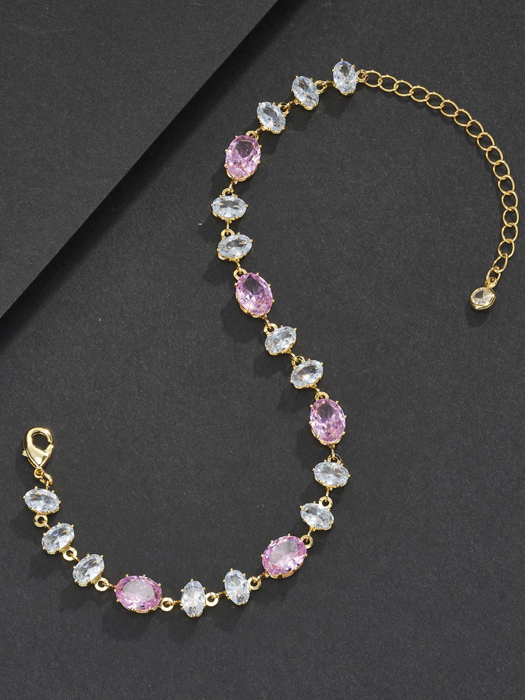 Pink Oval Gemstone Bracelet