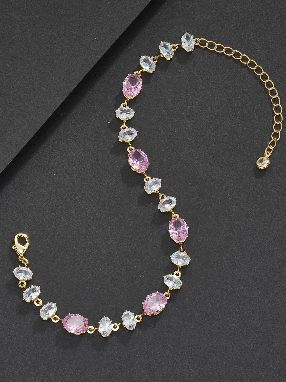 Pink Oval Gemstone Bracelet