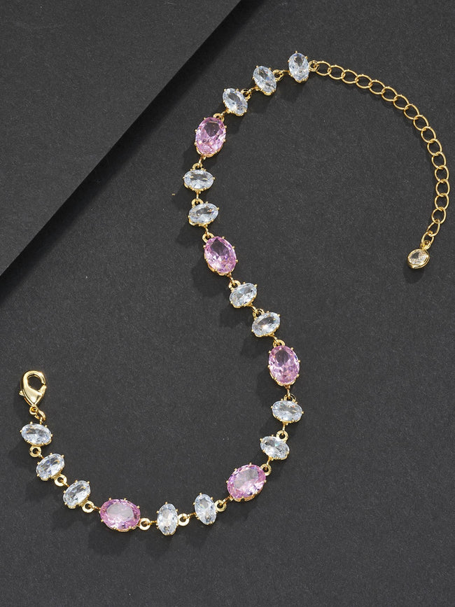 Pink Oval Gemstone Bracelet Main Image