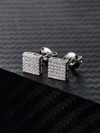 Iced Square CZ Stud Earring Set