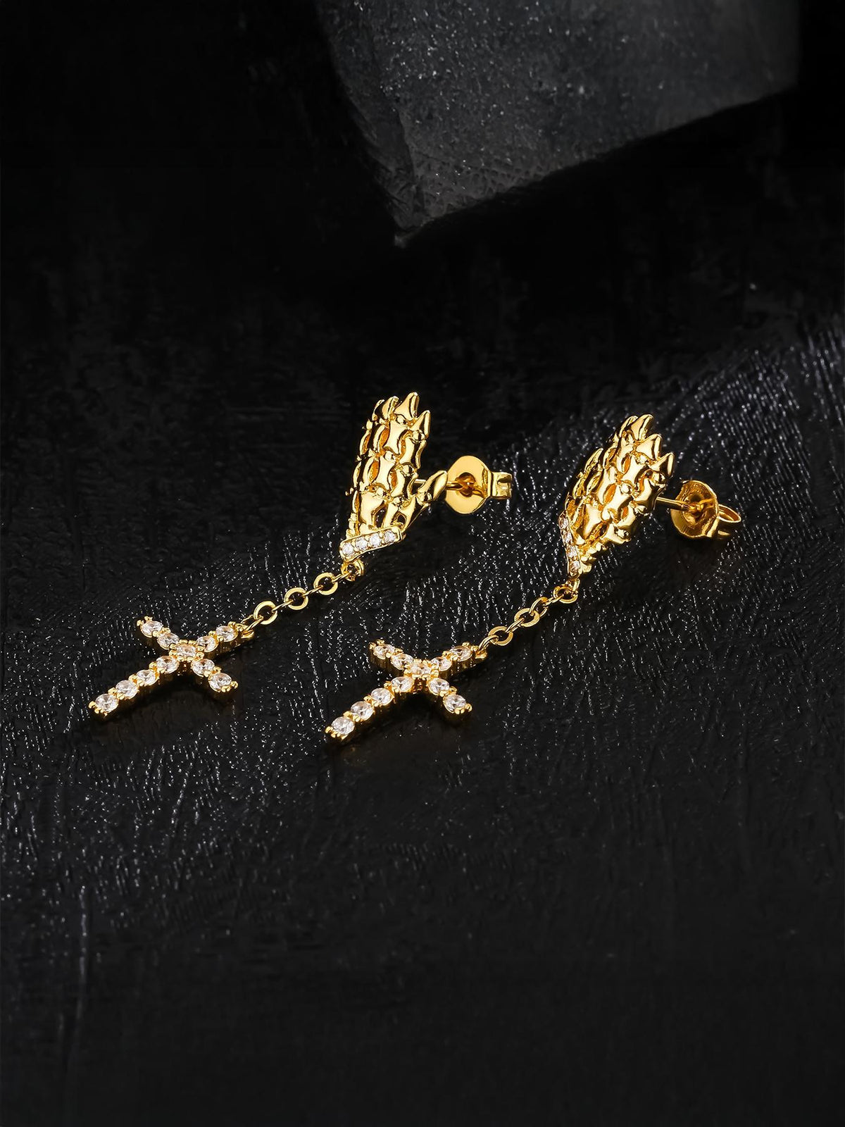 Skeleton Hand Cross Earrings