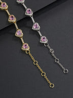 Pink Heart Charm Anklet Bracelet