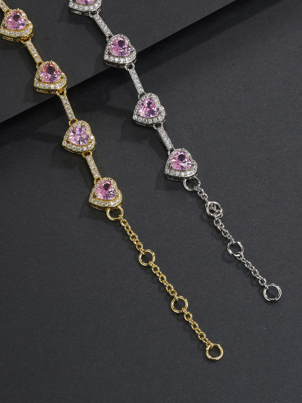Pink Heart Charm Anklet Bracelet