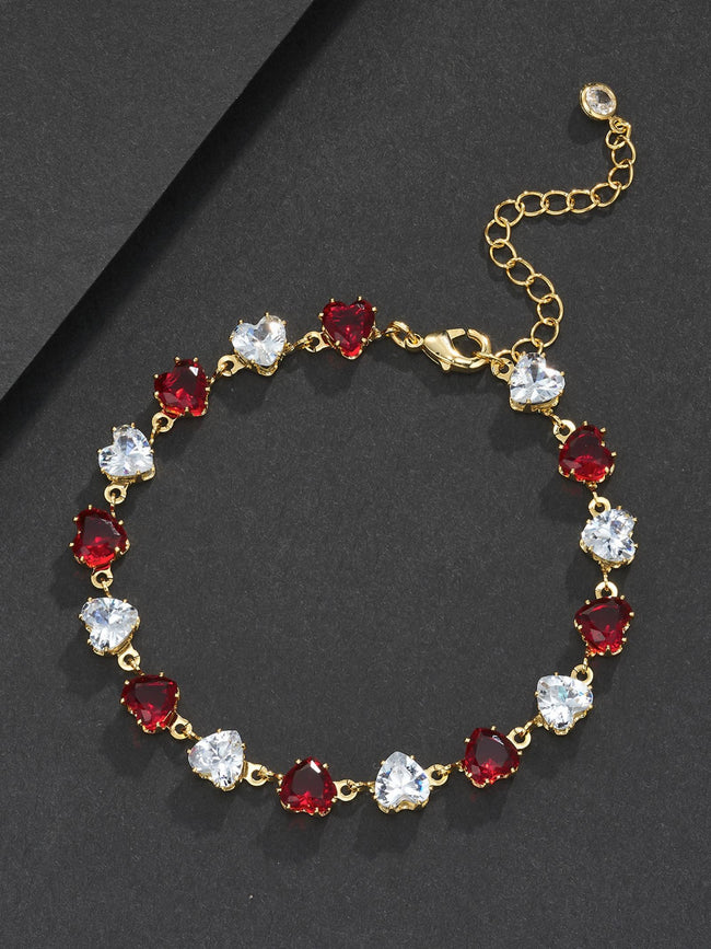 Red Heart CZ Statement Bracelet Hover Image