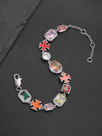 Enamel Cross Color CZ Statement Bracelet