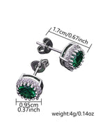 Emerald Green Round CZ Stud Earrings