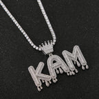 Custom Crown Teardrop Letter & Number Pendant