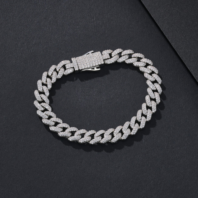 8mm Thin-Prong Iced Miami Cuban Bracelet Hover Image