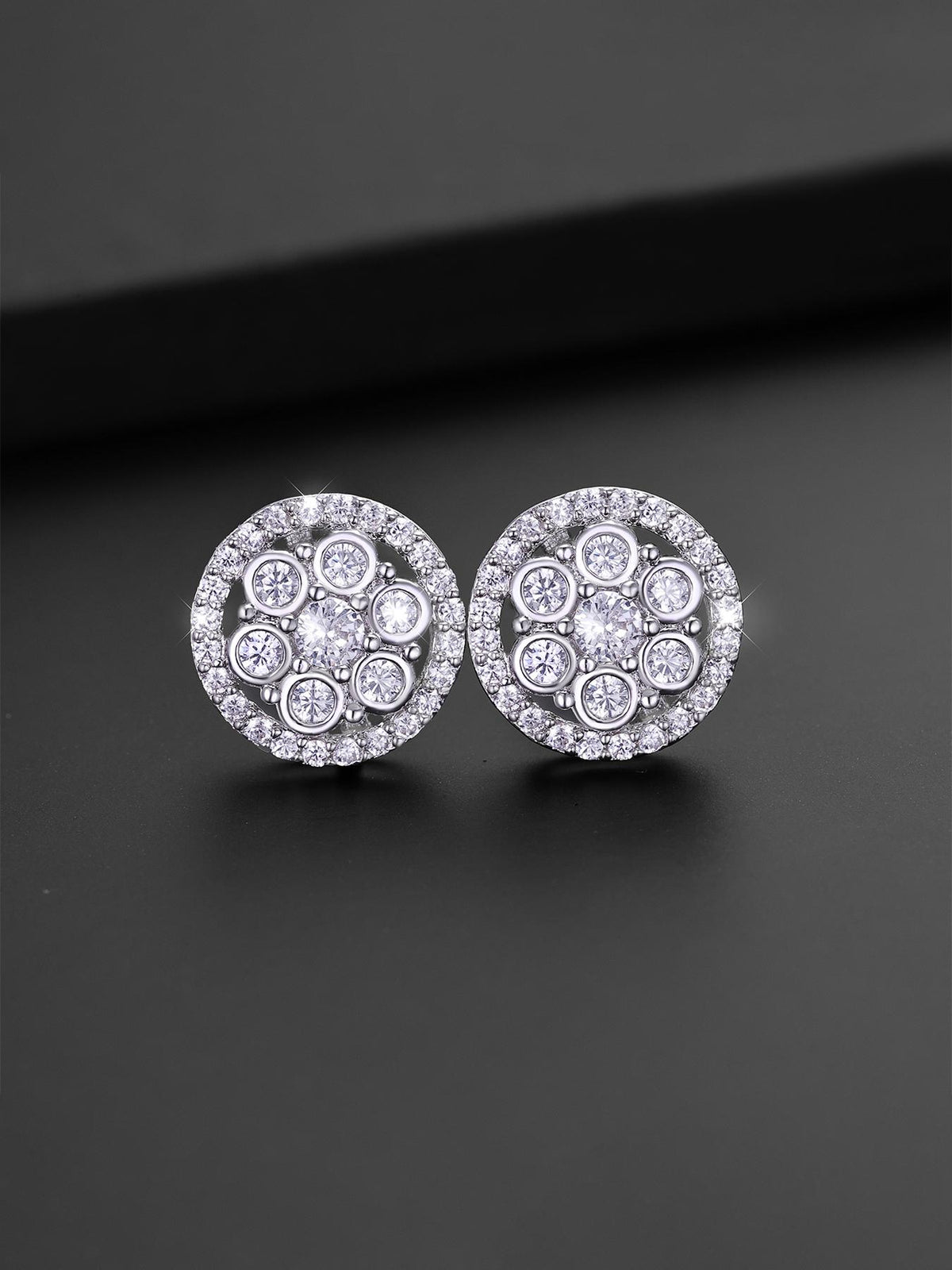 Iced Flower Cluster Stud Earrings