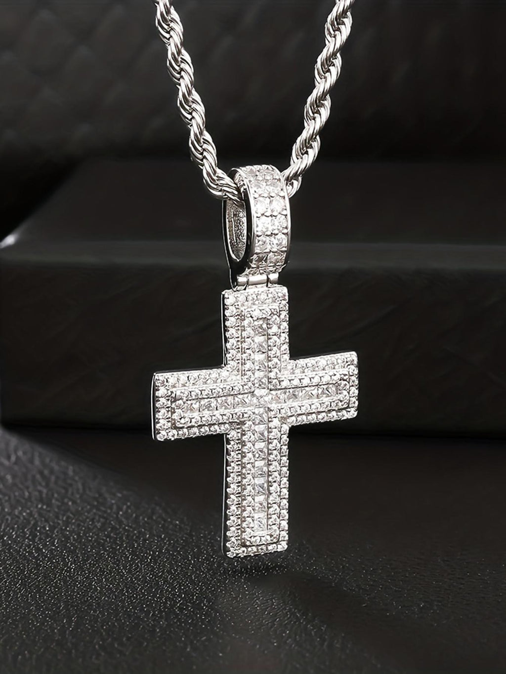 20mm Iced CZ Cross Pendant