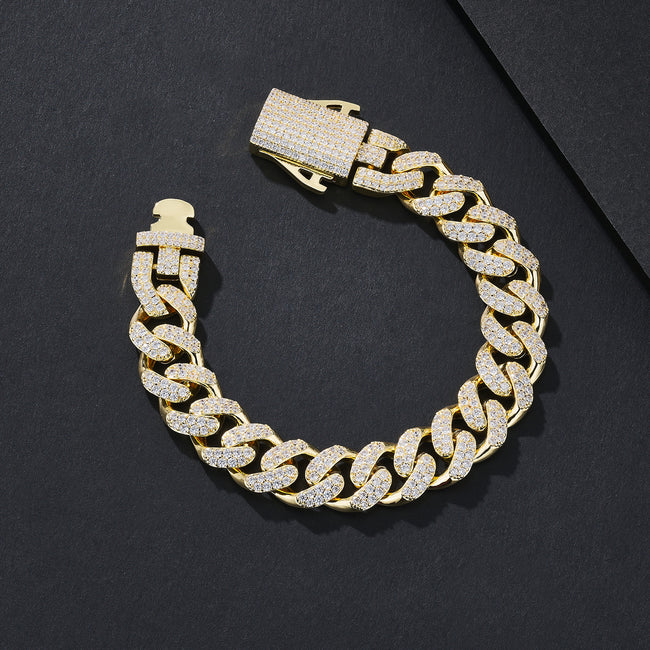 12mm High-Shine Iced Miami Cuban Bracelet Hover Image