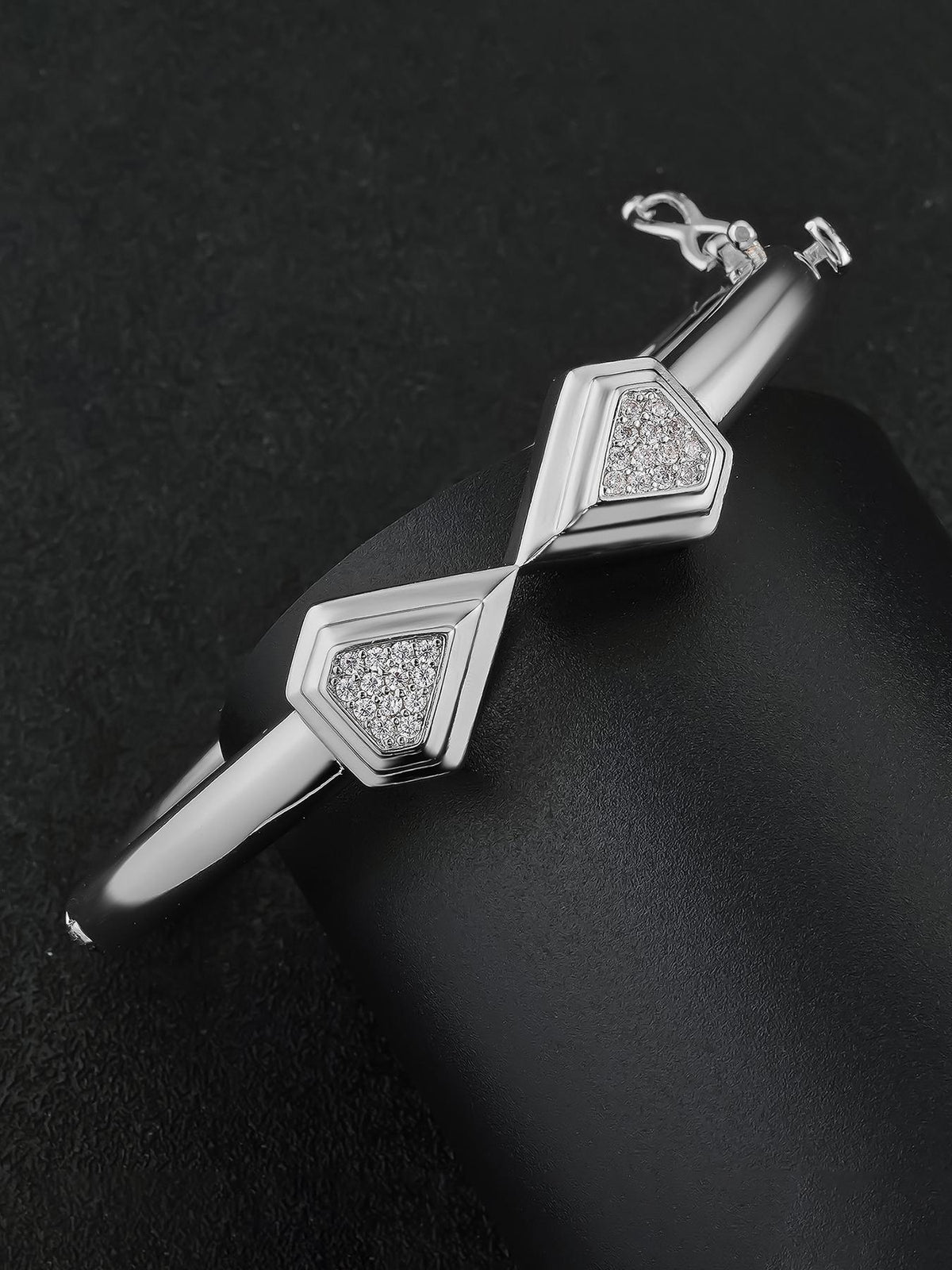Symmetric Cube Heart CZ Segment Bracelet