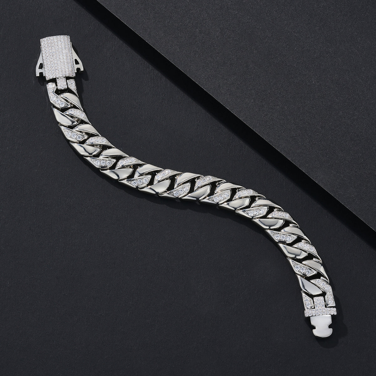 12mm Wide Flat Iced Miami Cuban Bracelet