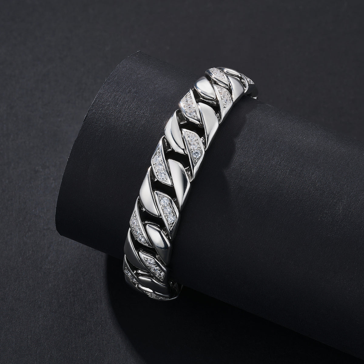 12mm Wide Flat Iced Miami Cuban Bracelet