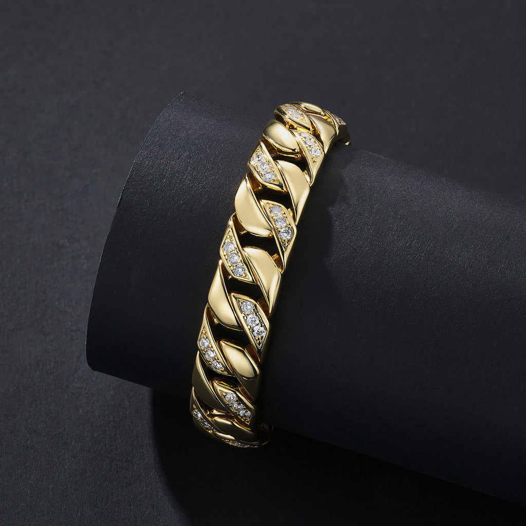 12mm Wide Flat Iced Miami Cuban Bracelet