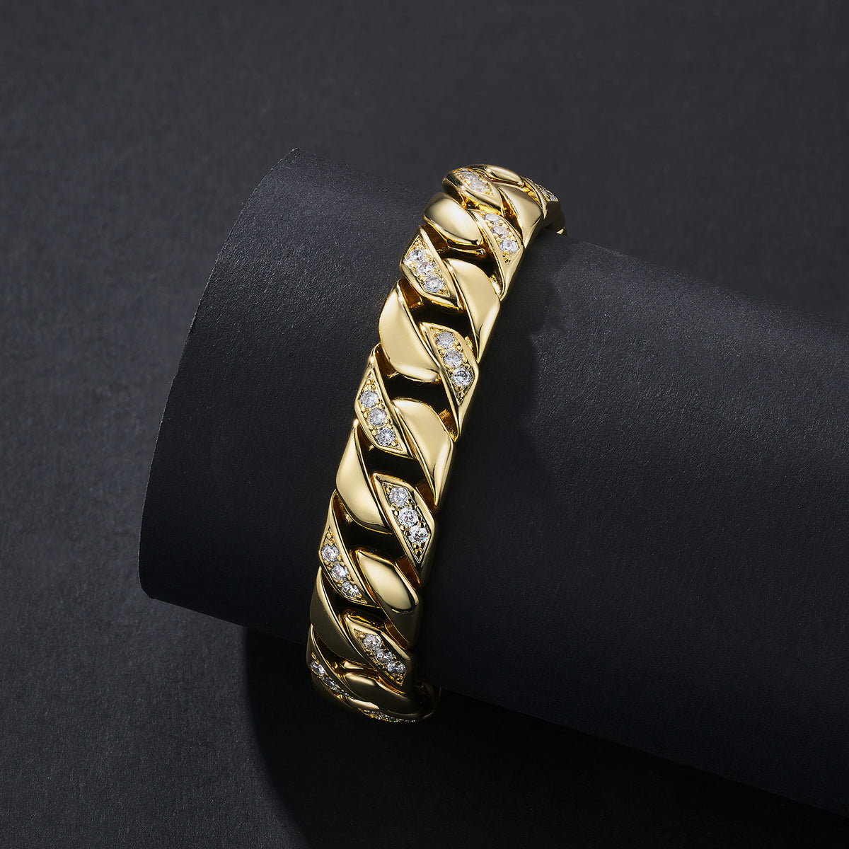 12mm Wide Flat Iced Miami Cuban Bracelet