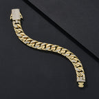 12mm Wide Flat Iced Miami Cuban Bracelet