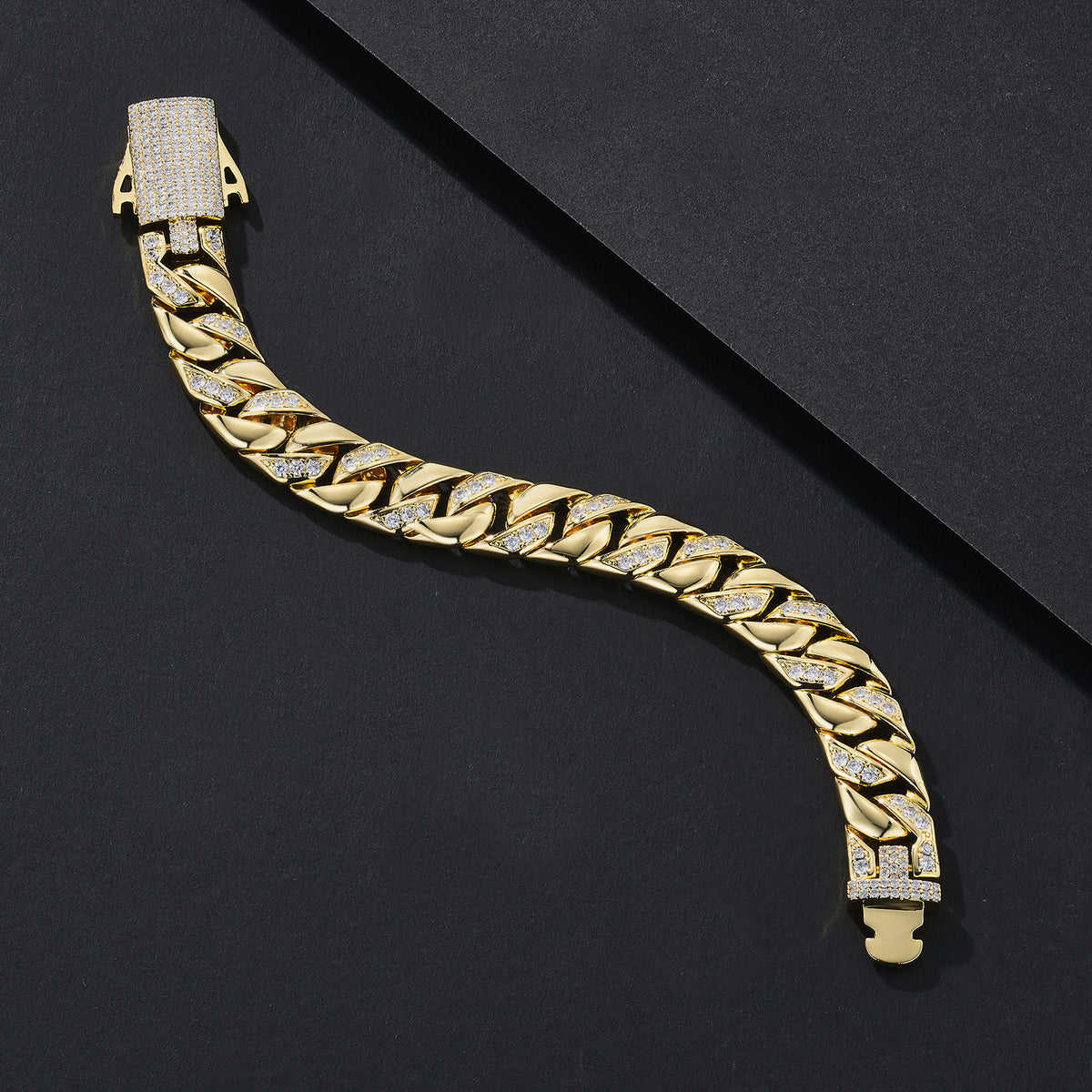 12mm Wide Flat Iced Miami Cuban Bracelet