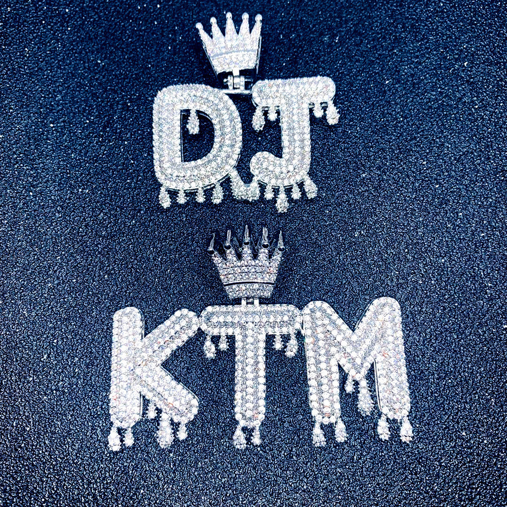 Custom Crown Teardrop Letter & Number Pendant