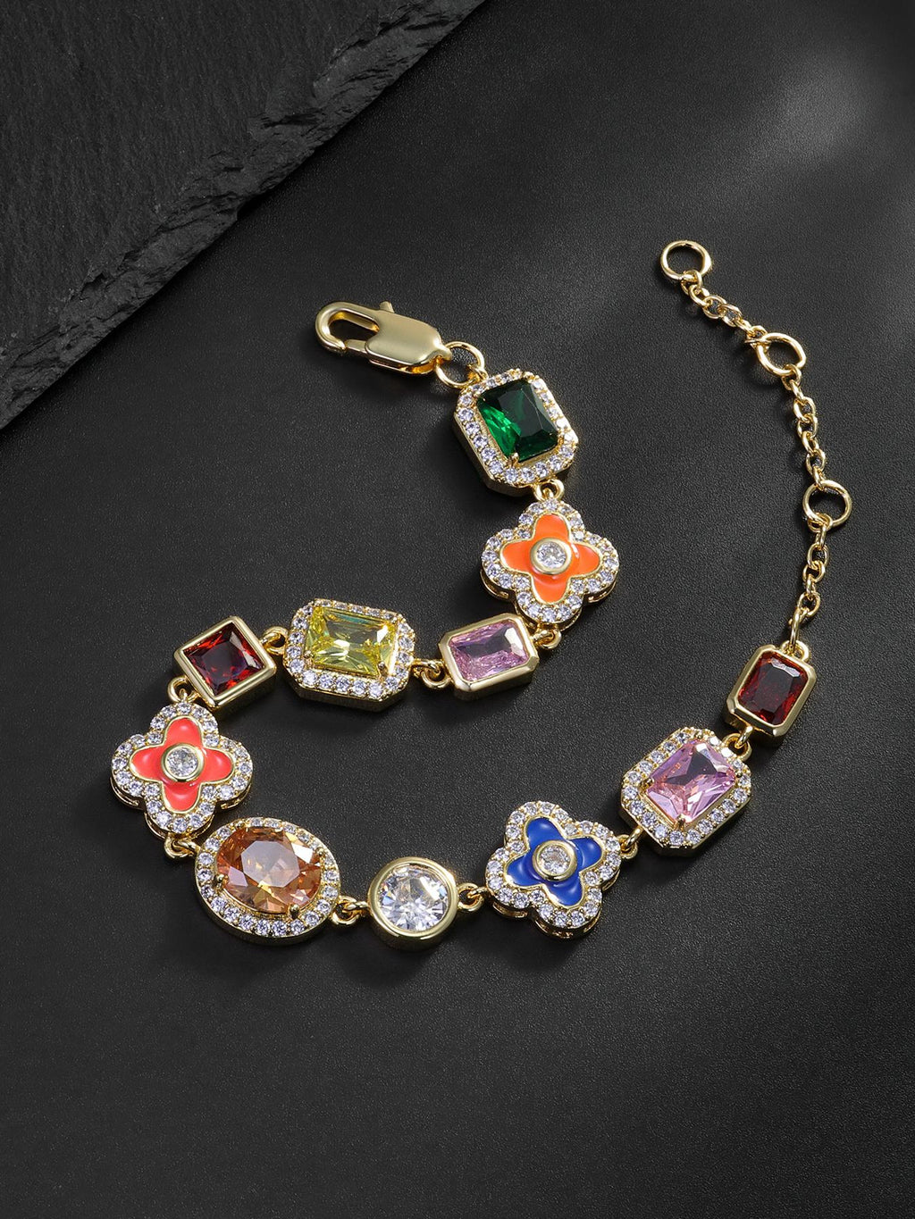 Flower Cross Tennis Bracelet