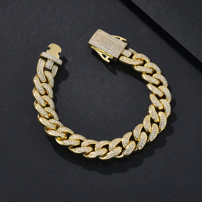 12mm Prong-Set Iced Miami Cuban Bracelet Hover Image