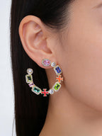 Colorful Enamel Cross Stud Earrings