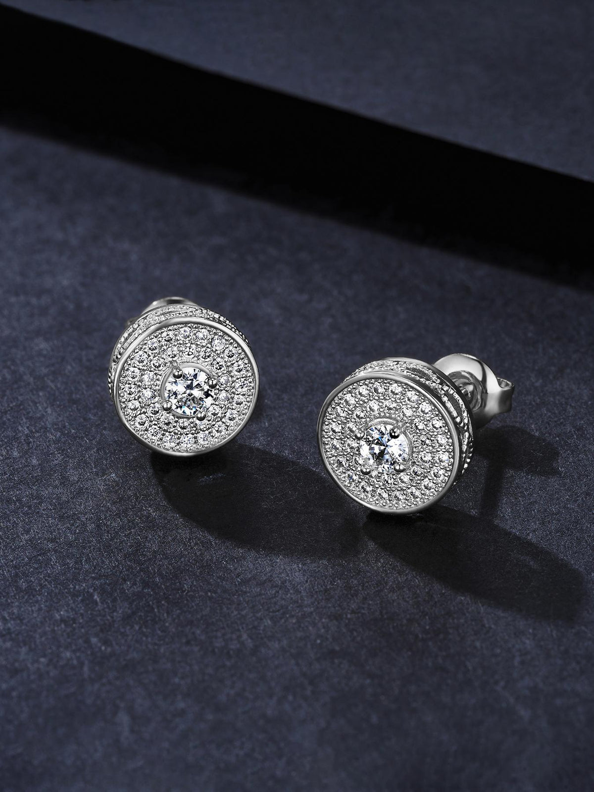 Round CZ Street Stud Earrings