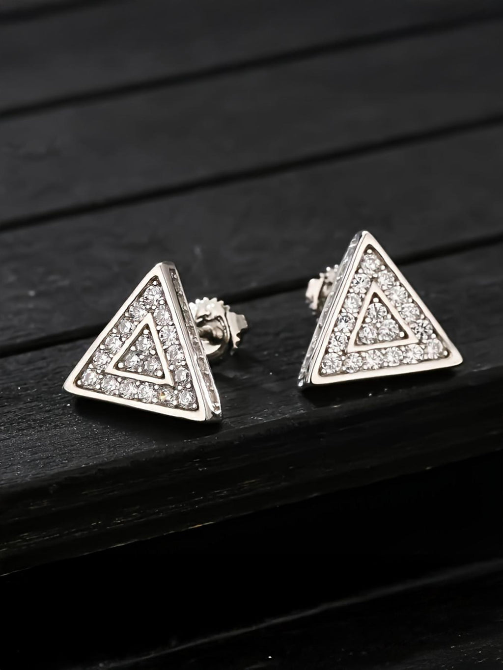 Triangle Iced Stud Earrings