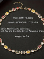 10mm Color Gem CZ Chain
