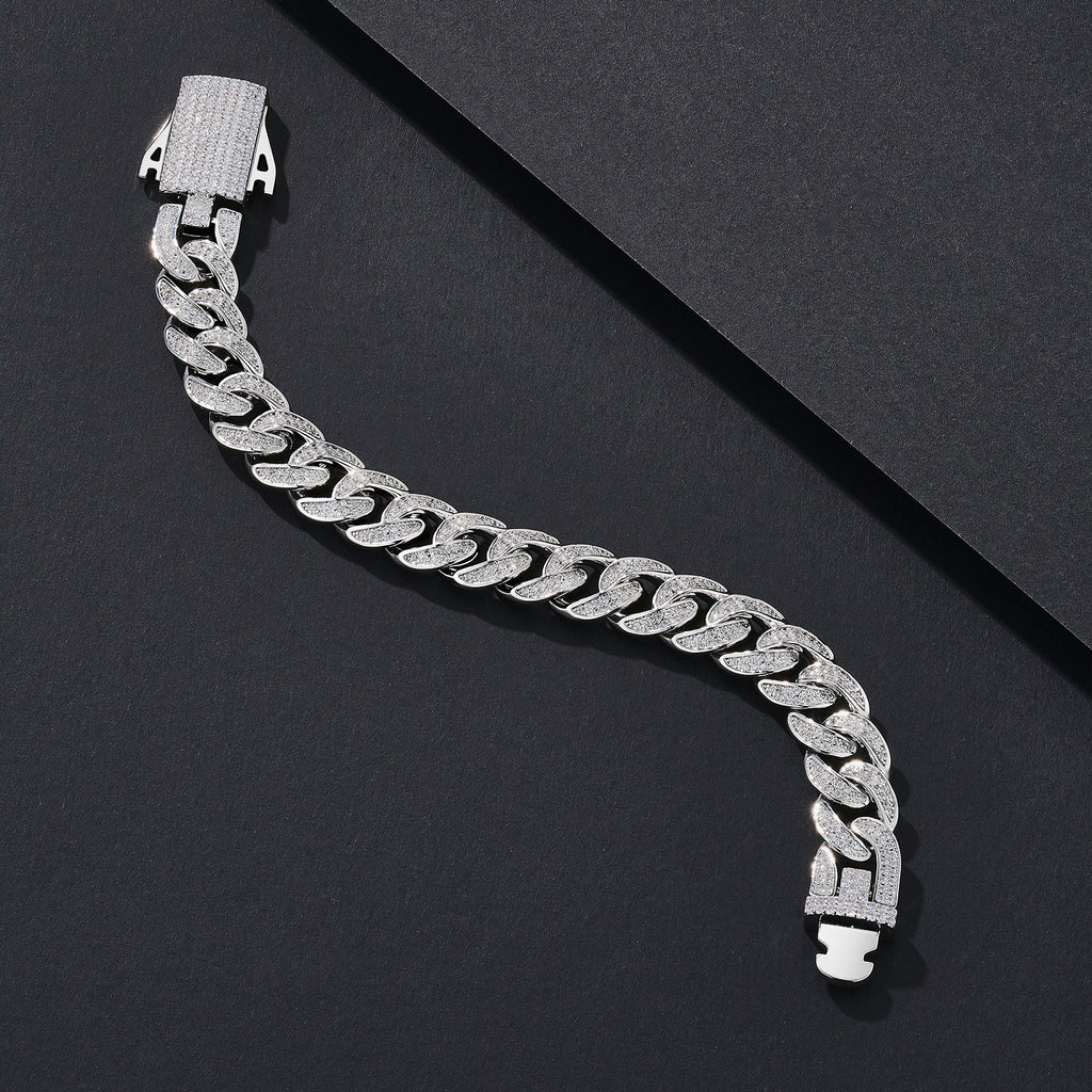 12mm Polished Plain Miami Cuban Bracelet