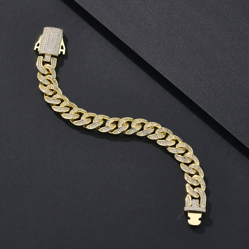 12mm Polished Plain Miami Cuban Bracelet
