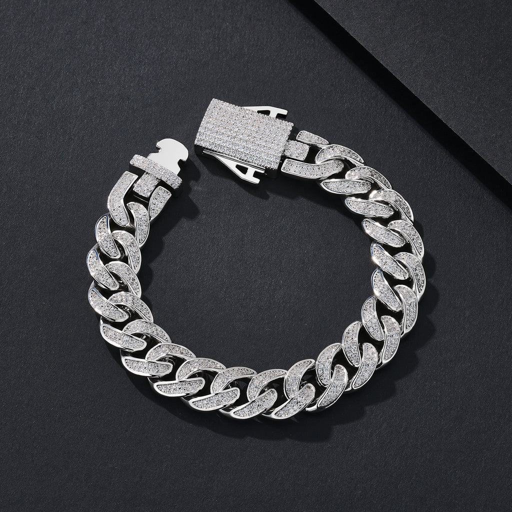 12mm Polished Plain Miami Cuban Bracelet