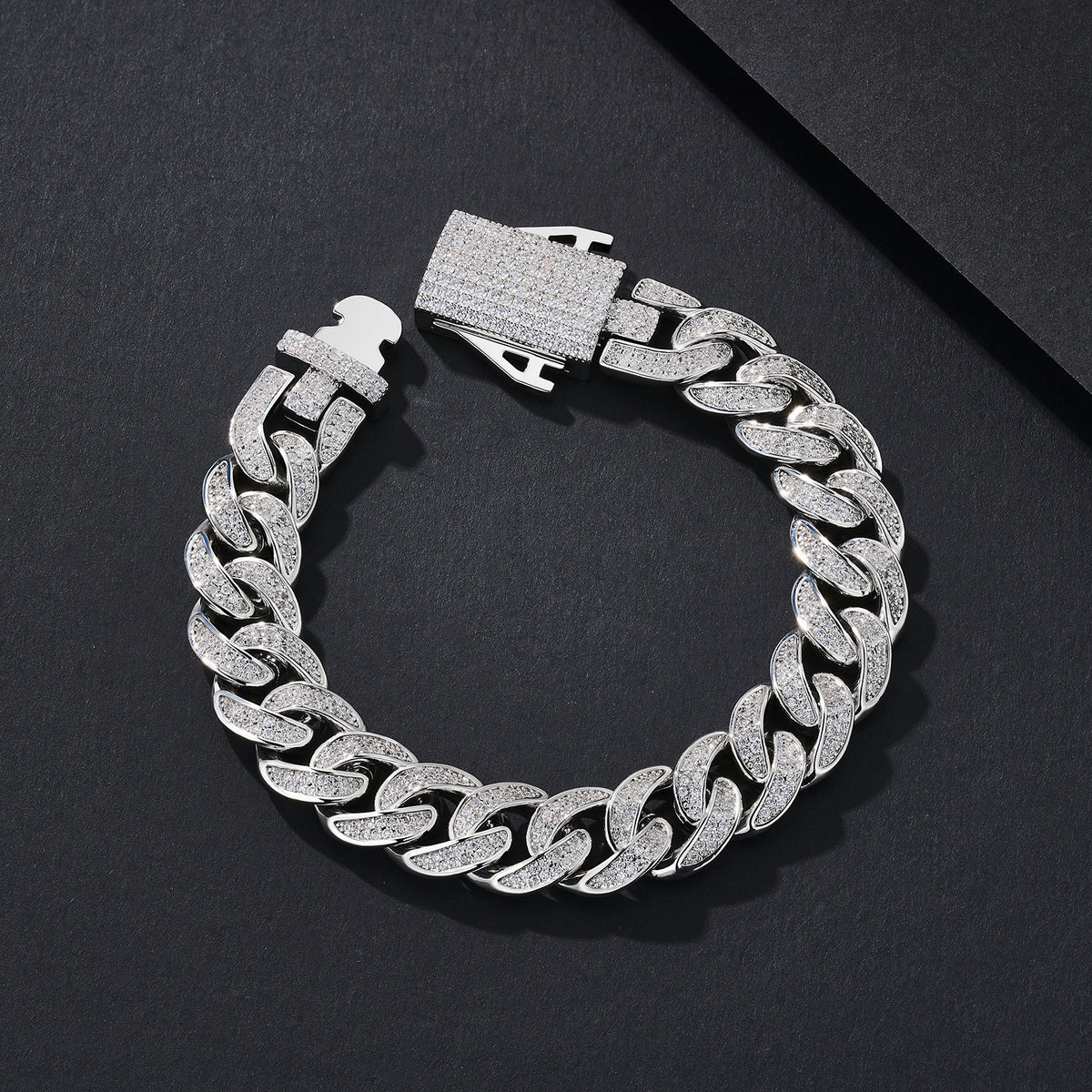 12mm Polished Plain Miami Cuban Bracelet