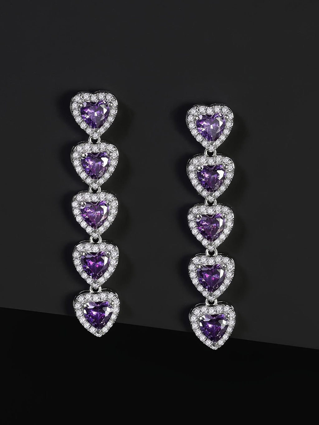Iced Heart Drop Earrings