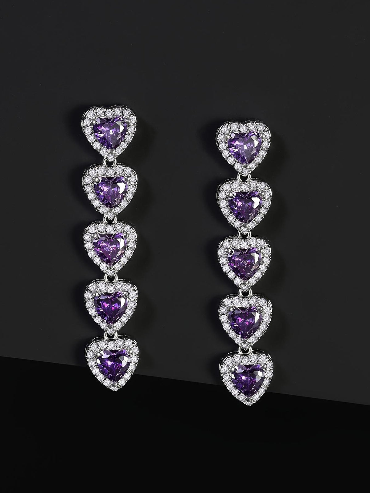 Iced Heart Drop Earrings