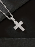 20mm Iced CZ Cross Pendant