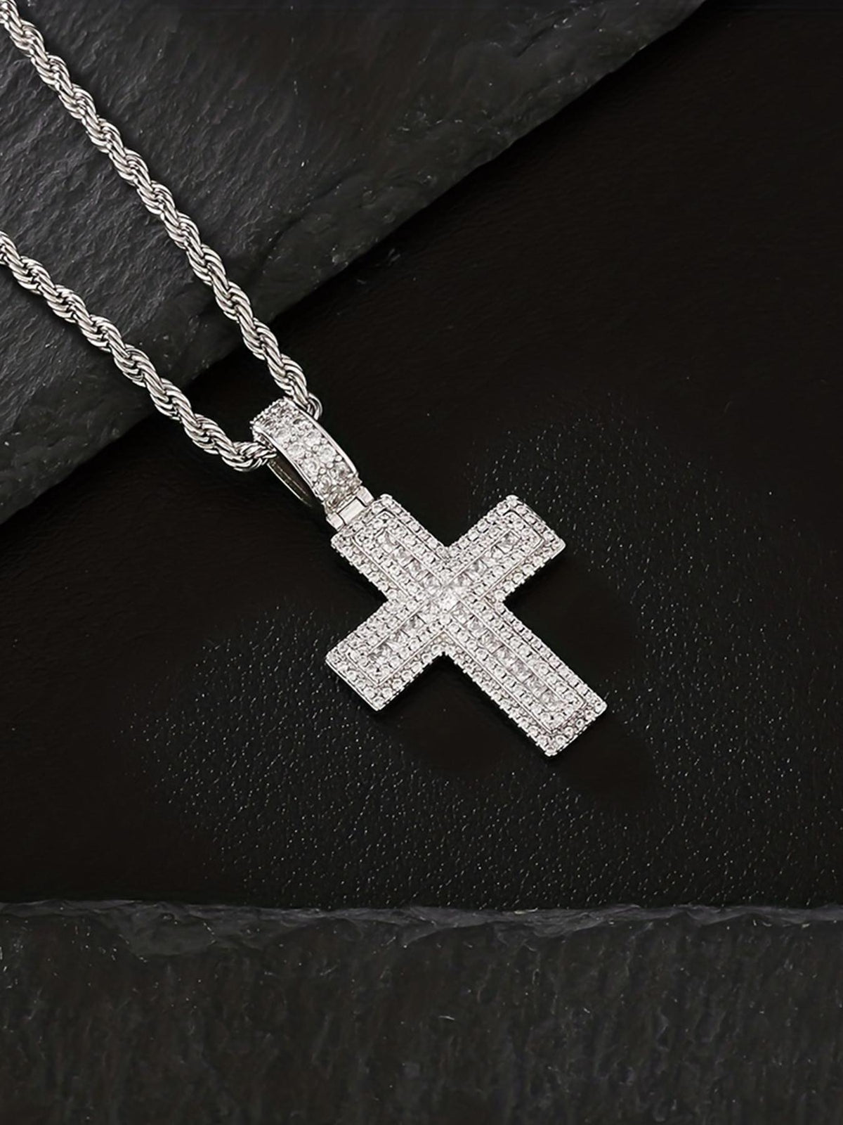 20mm Iced CZ Cross Pendant