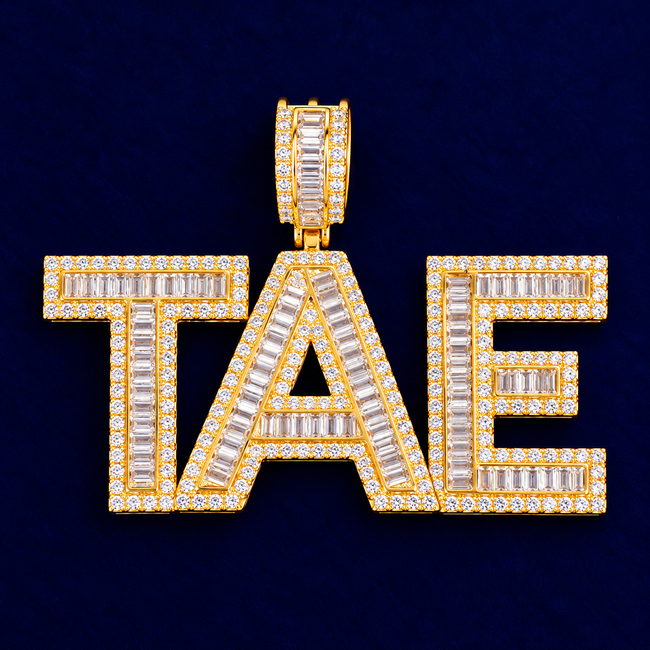 Custom Medium Baguette Block Letter Pendant Main Image