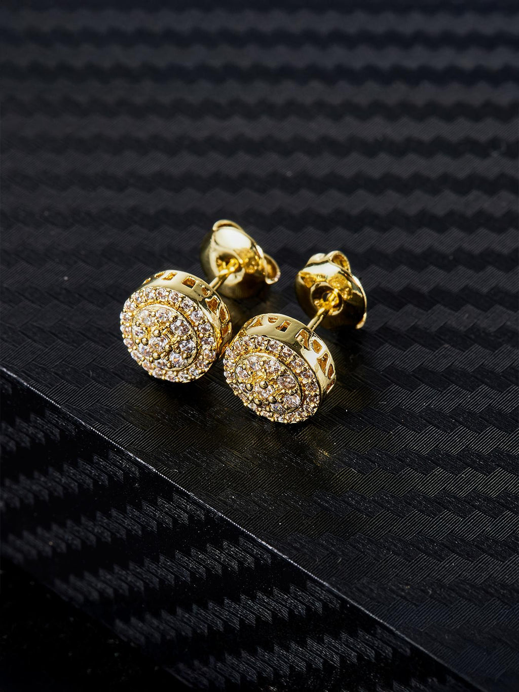 Round Iced CZ Earring Set